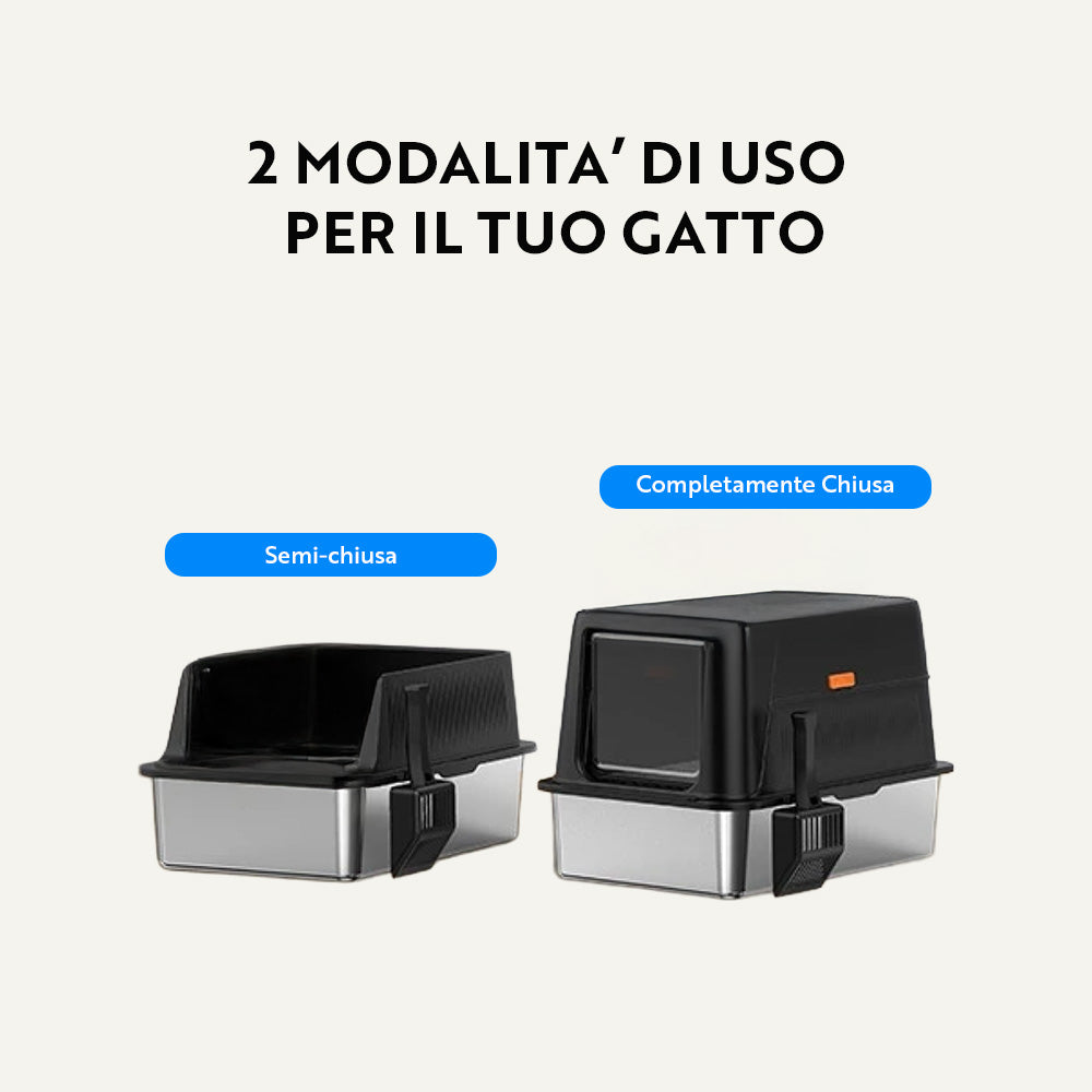 Lettiera in Acciaio Inox con Ventola Anti-odori