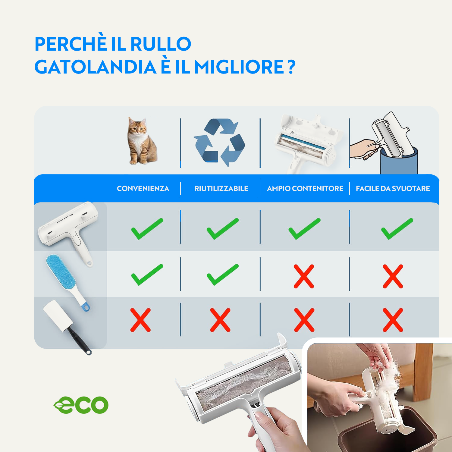 Rullo Rimuovi Peli + Guanto Gratuito